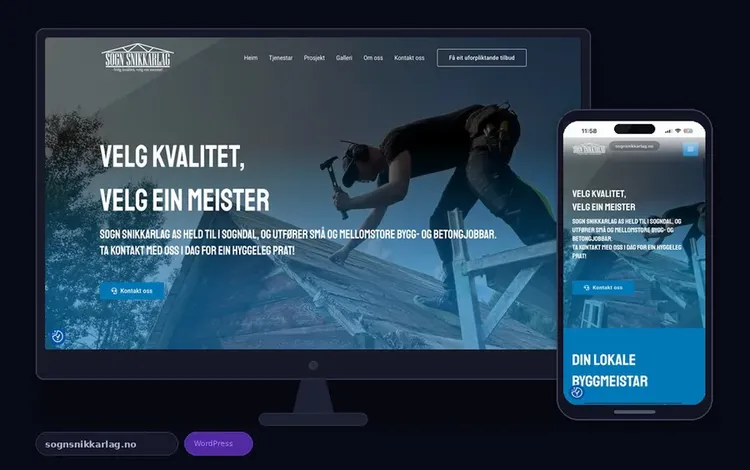 sognsnikkarlag.no – nettside for snekkerlag laget av DigiNorce