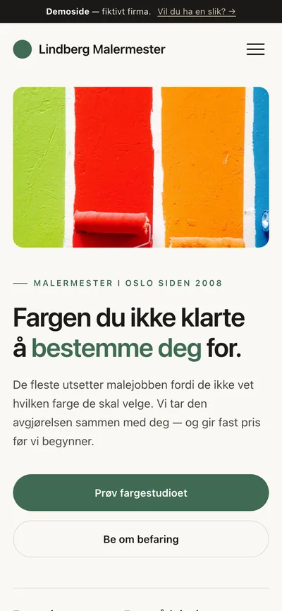 Samme malernettside vist pa mobil