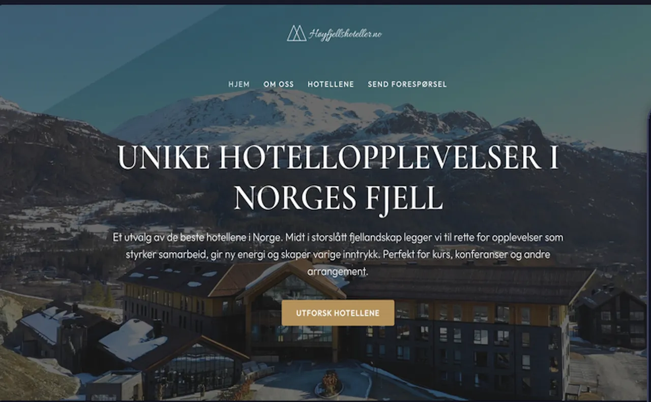 høgfjellshoteller.no – hotellnettside med forespørselsskjema