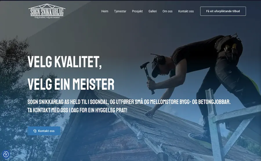 sognsnikkarlag.no – nettside for byggmester, bygget i WordPress